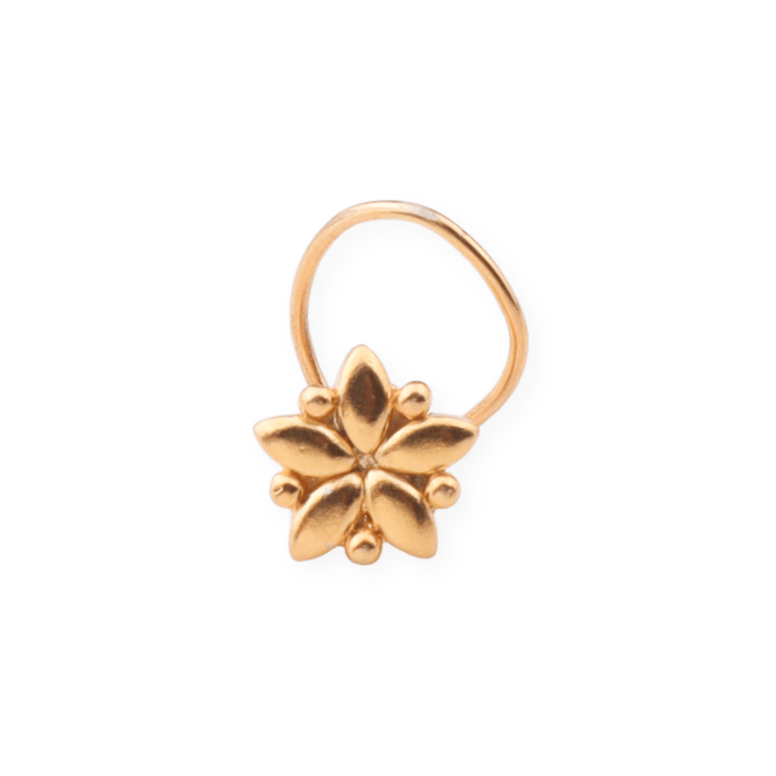Gold-plated floral nose pin for pierced ears