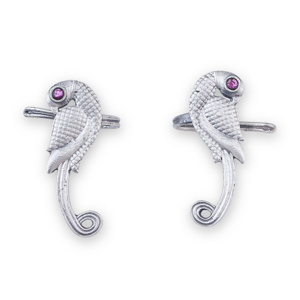 Parrot Oxidized Silver Earcuff (Pair)