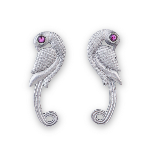 Parrot Oxidized Silver Earrings