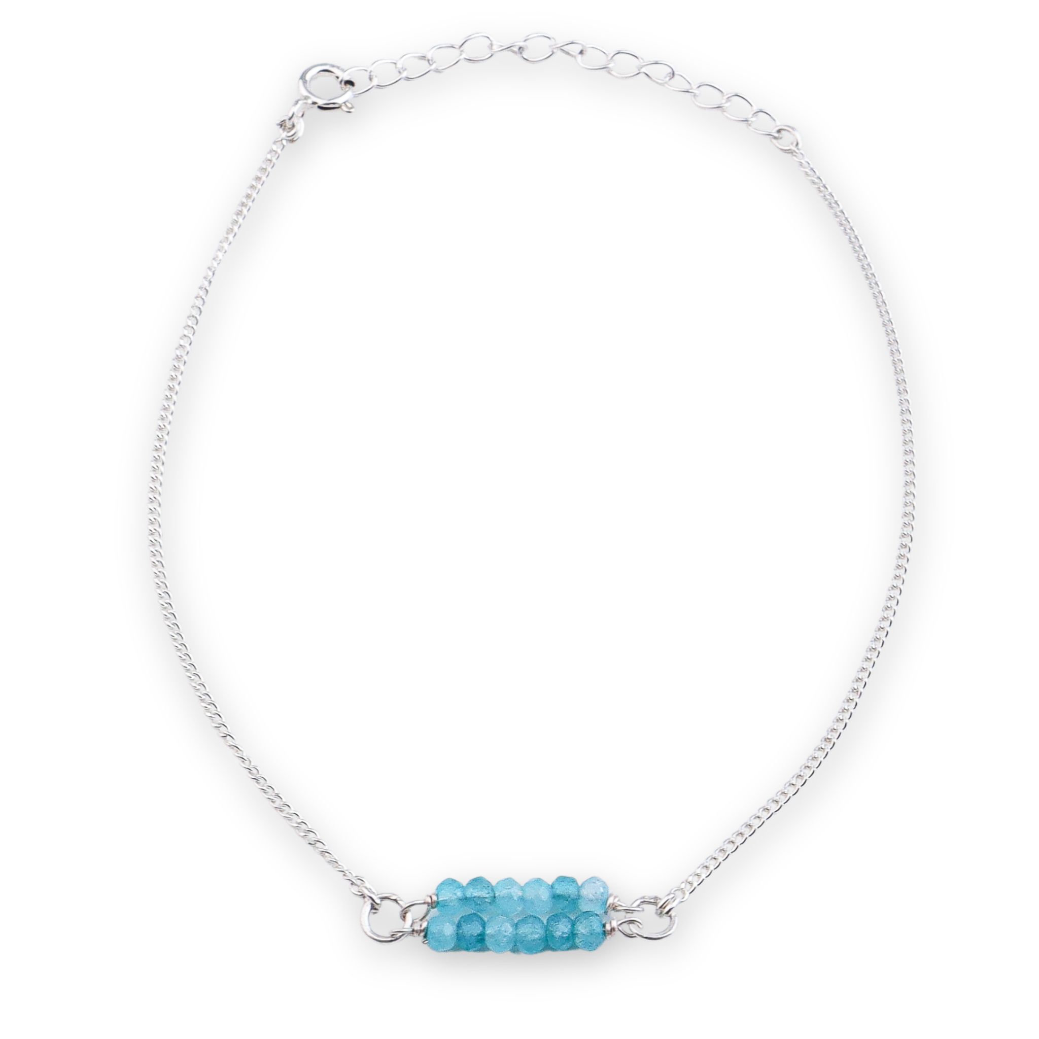 Blue Jade Bridge Silver Anklet (Project Handmade)
