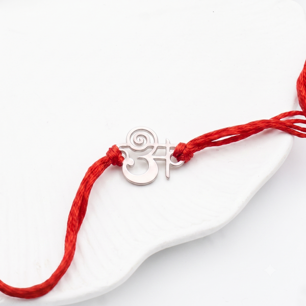 Silver Laser Cut 'अ' Akshar Rakhi in Devnagari