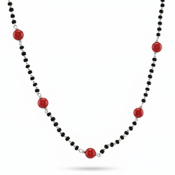 Round Coral Silver Mangalsutra (Project Handmade)