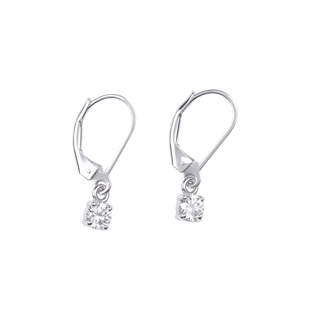 Silver CZ Round Earrings