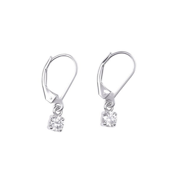 Silver CZ Round Earrings