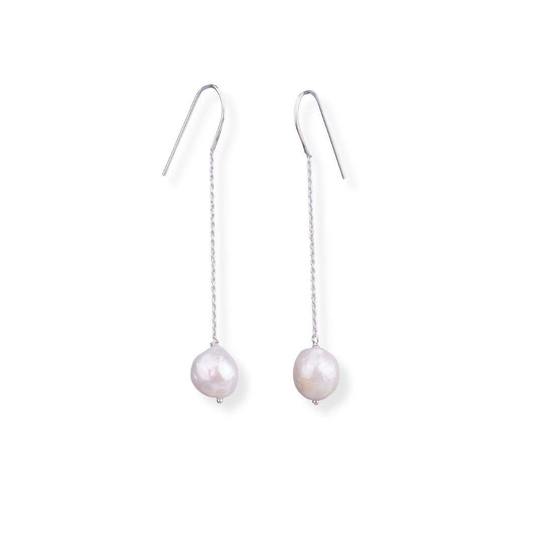 Baroque Pearl Silver Earrings (Project Handmade)