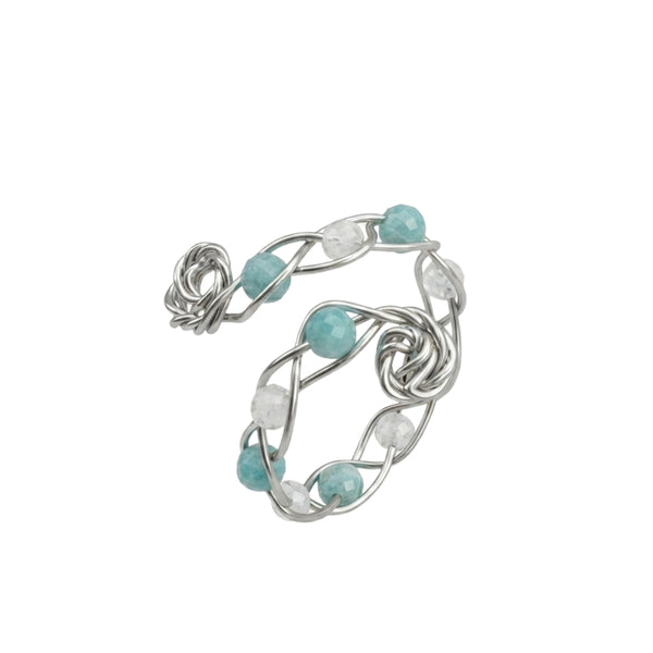 Blue Firoza & Moonstone Ring (Project Handmade)