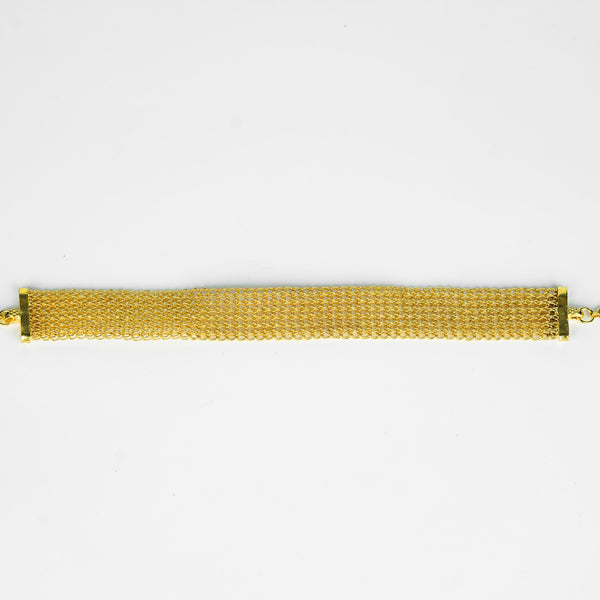 Close-up of gold plated silver choker necklace for jewelry and accessories