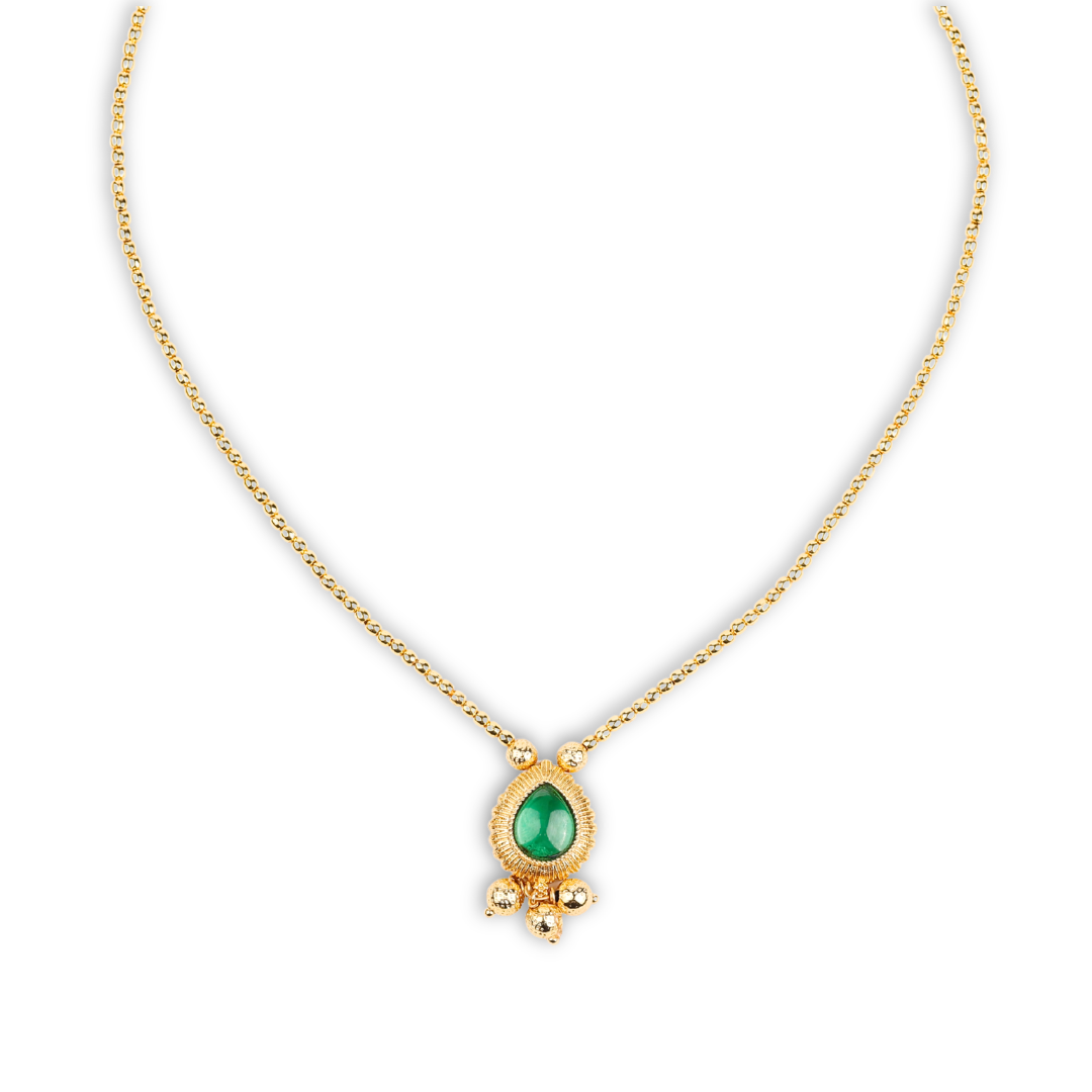 22K Gold Plated Fashion Green Drop Necklace
