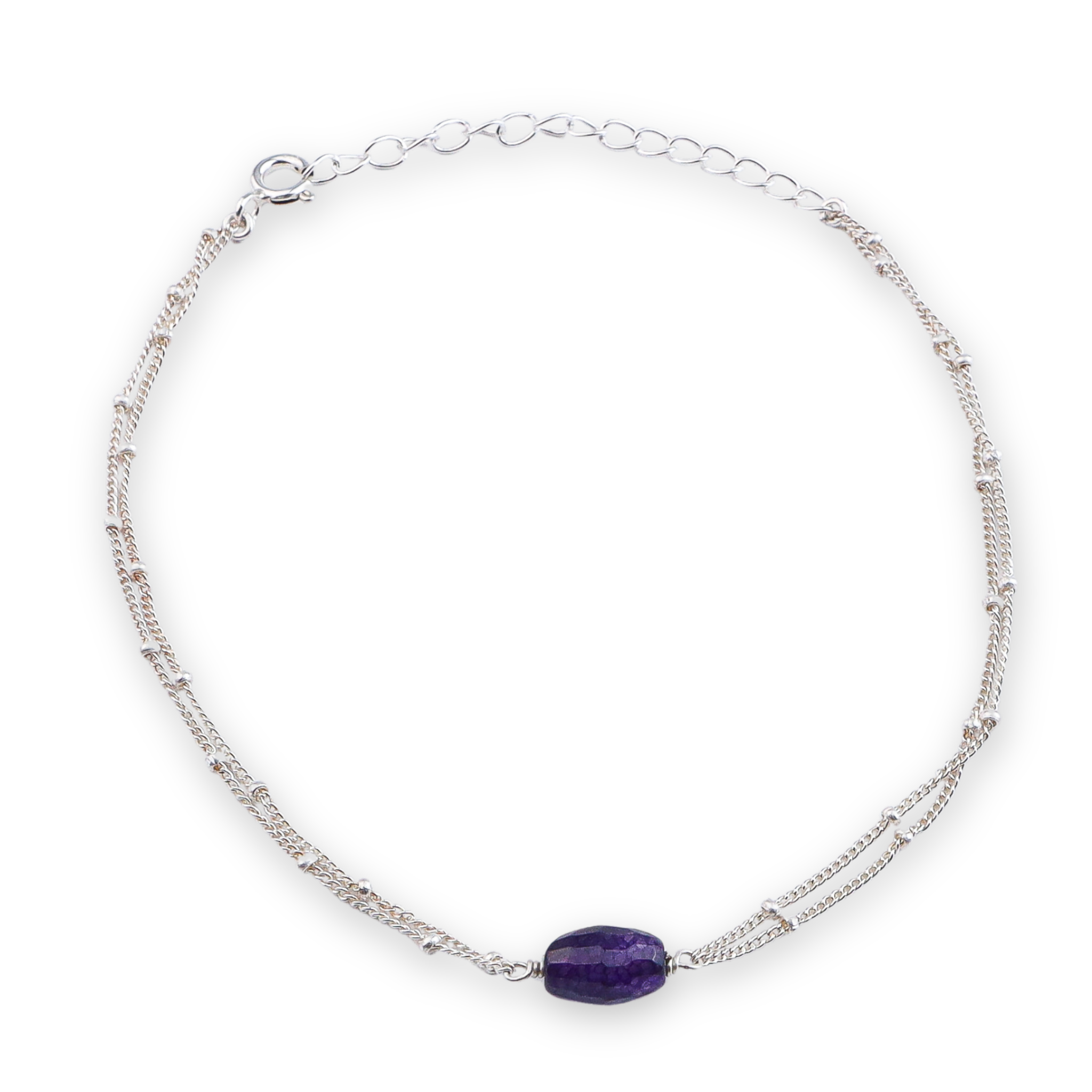Purple Agate Silver Anklet (Project Handmade)