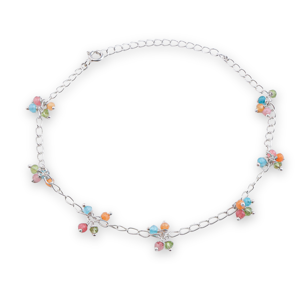 Multicolor Jade Silver Anklet (Project Handmade)