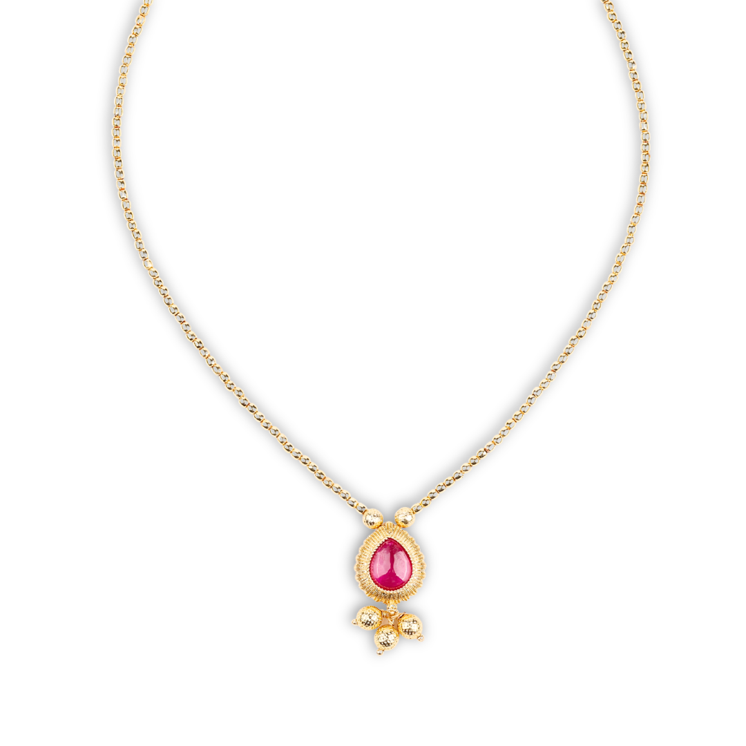 22K Gold Plated Fashion Pink Drop Necklace
