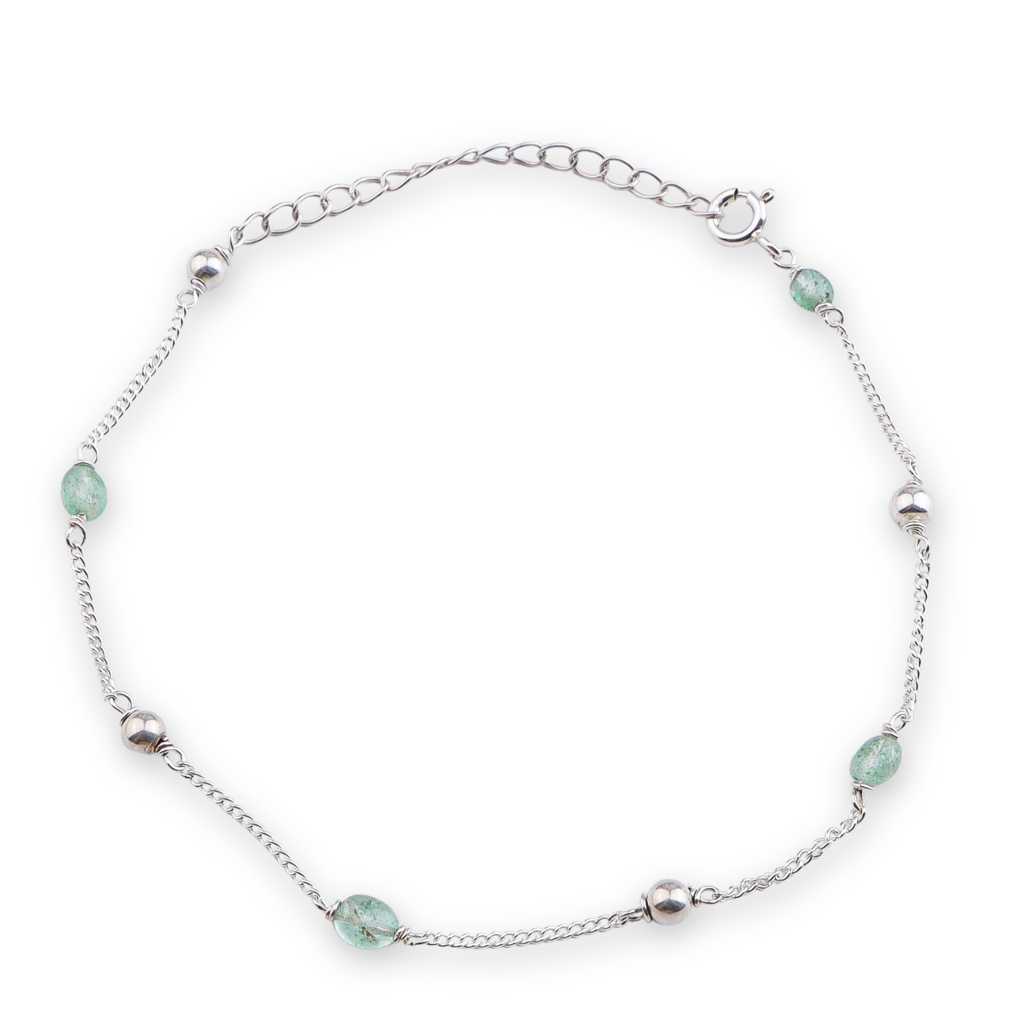Russian Quartz & Silver Bead Anklet (Project Handmade)