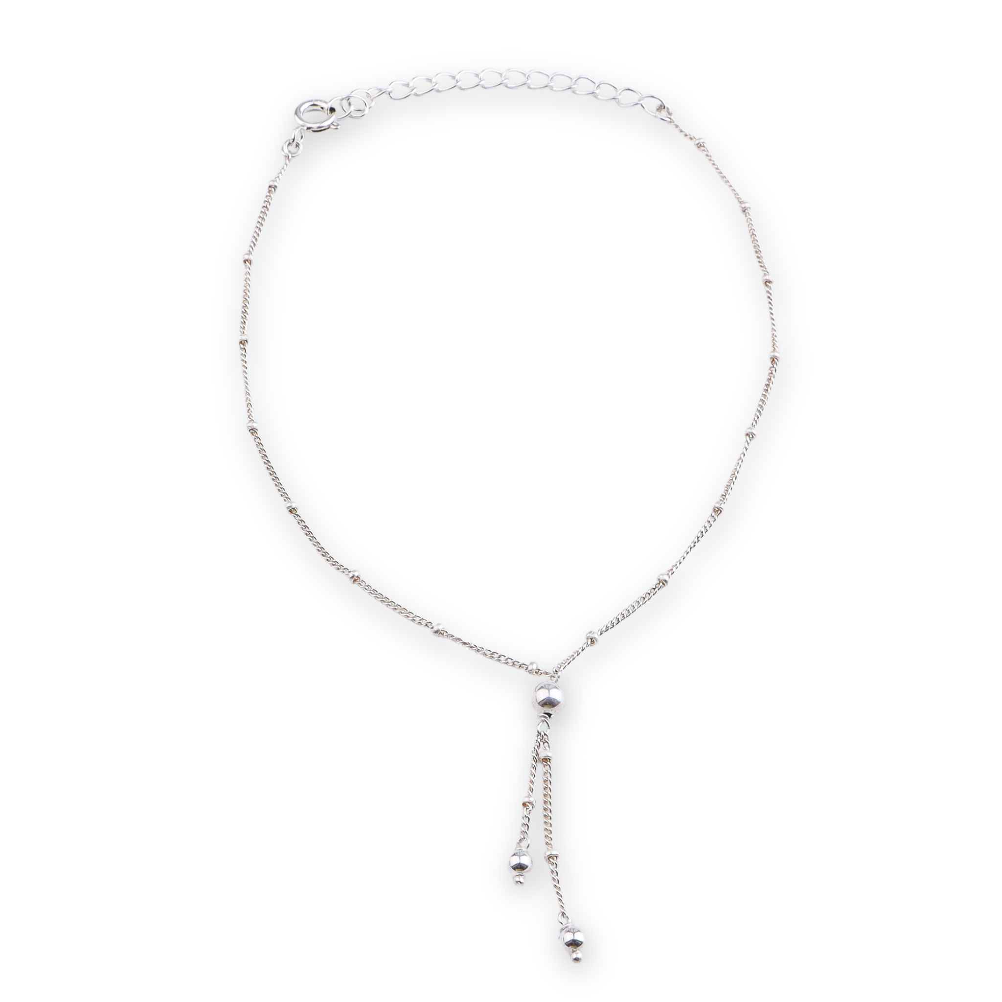 Silver Bead with Chain Latkan Anklet (Project Handmade)
