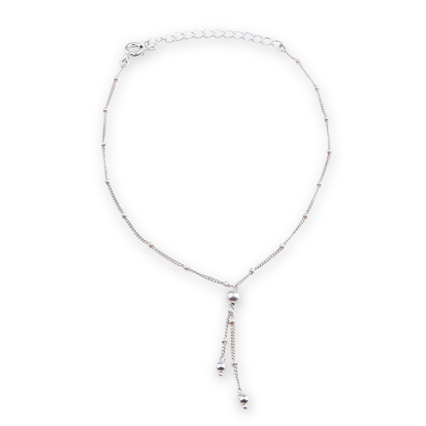 Silver Bead with Chain Latkan Anklet (Project Handmade)