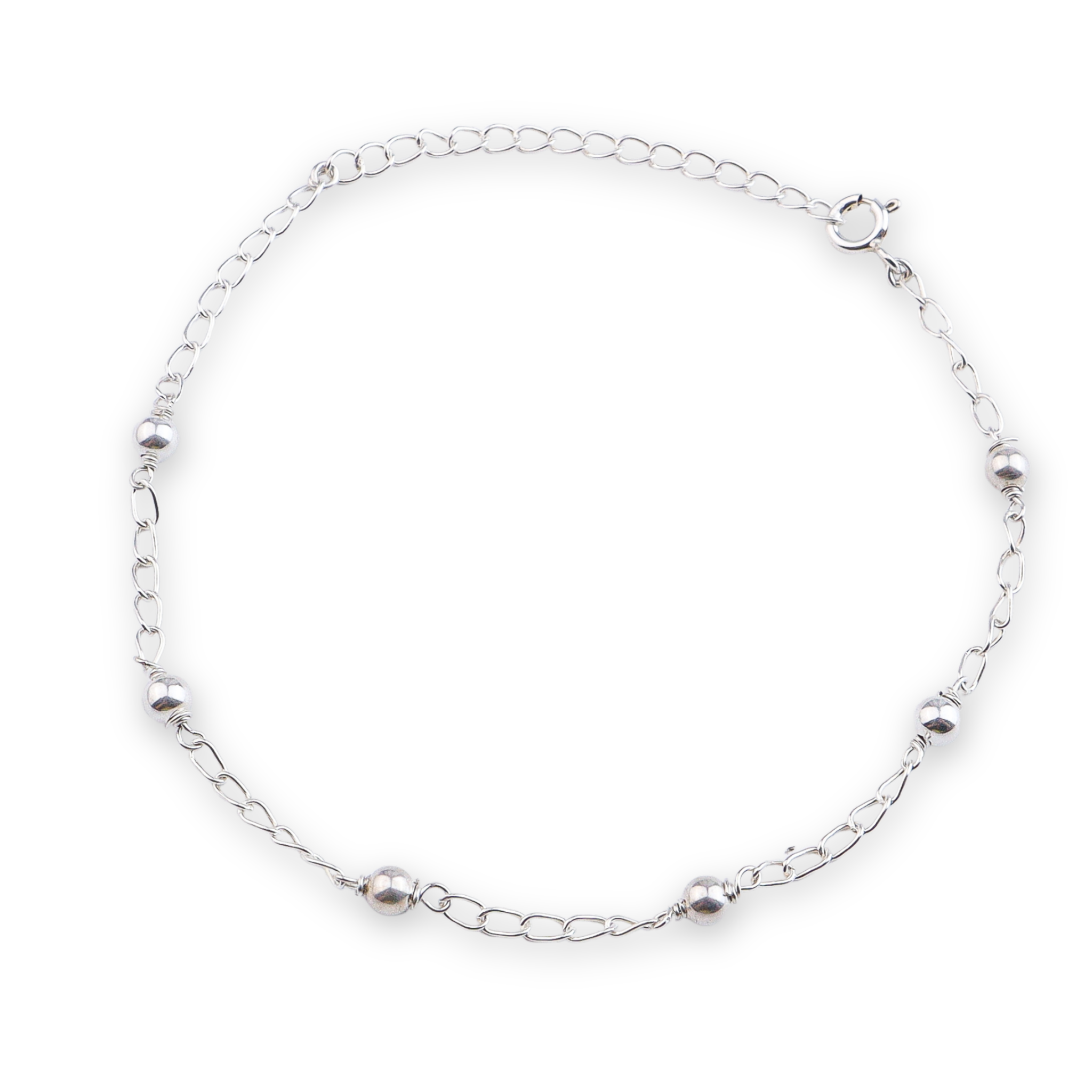Silver Bead Chain Anklet (Project Handmade)