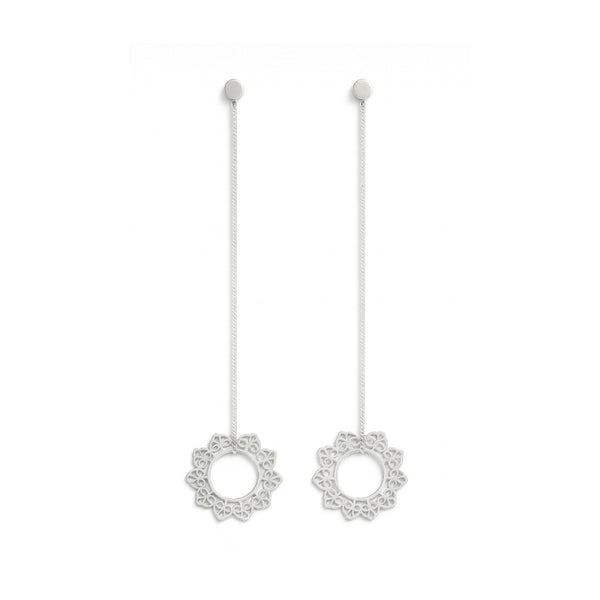 Silver Rose Bud Filigree Dangler Earring