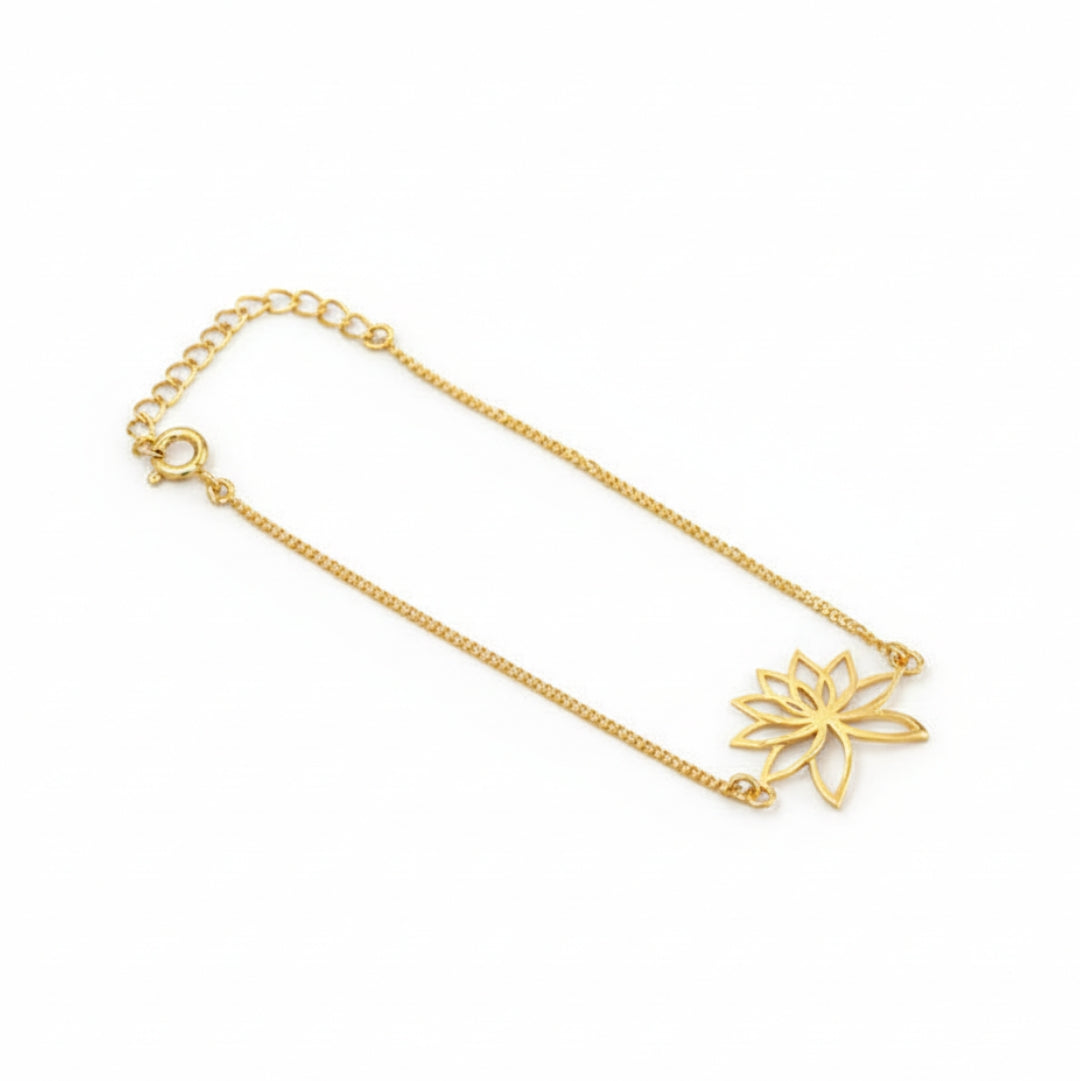 Lotus Silver Bracelet |  92.5 Silver | 22K Gold Plated