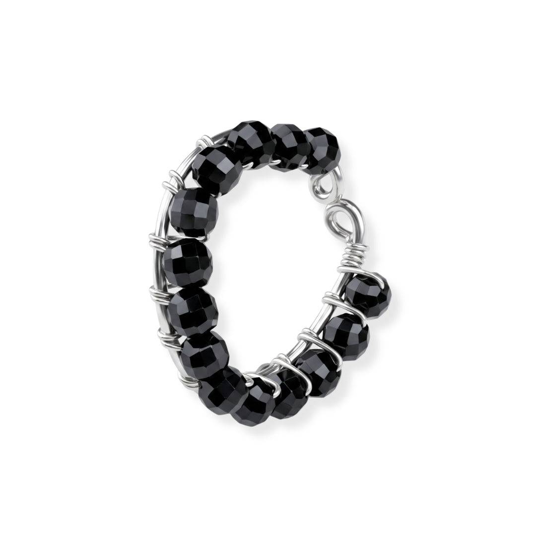 Black Spinel Wrapped Ring in 92.5 sterling silver