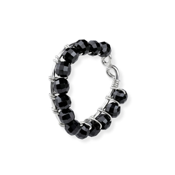 Black Spinel Wrapped Ring in 92.5 sterling silver