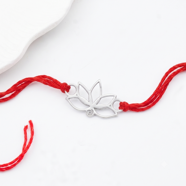 Silver Laser Cut Lotus Rakhi