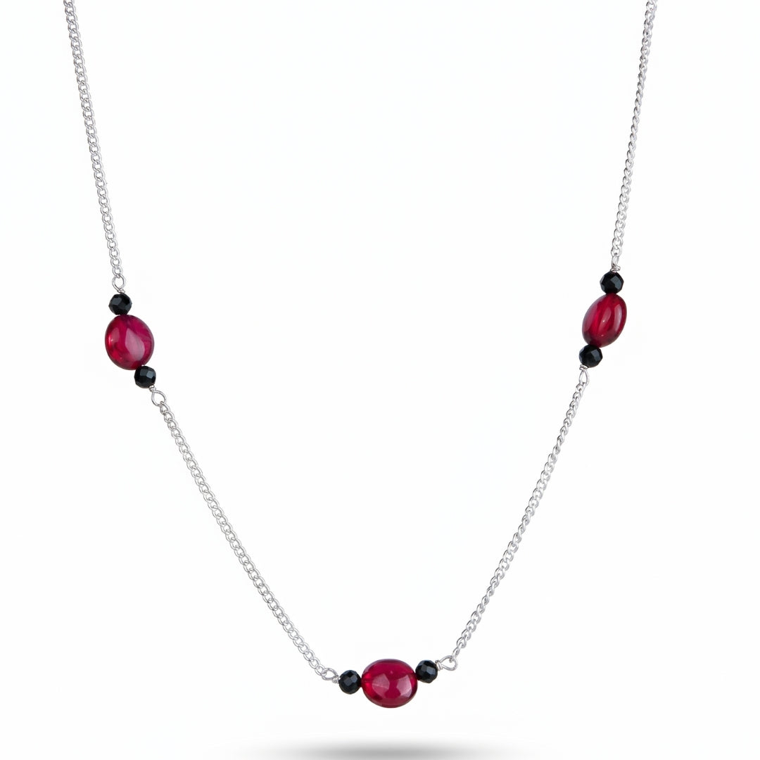 Rubies & Black Spinel Silver Chain Mangalsutra (Project Handmade)
