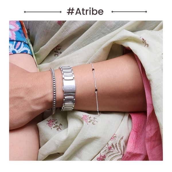Silver Spinel Minimalist Mangalsutra Bracelet by House of Aadyaa