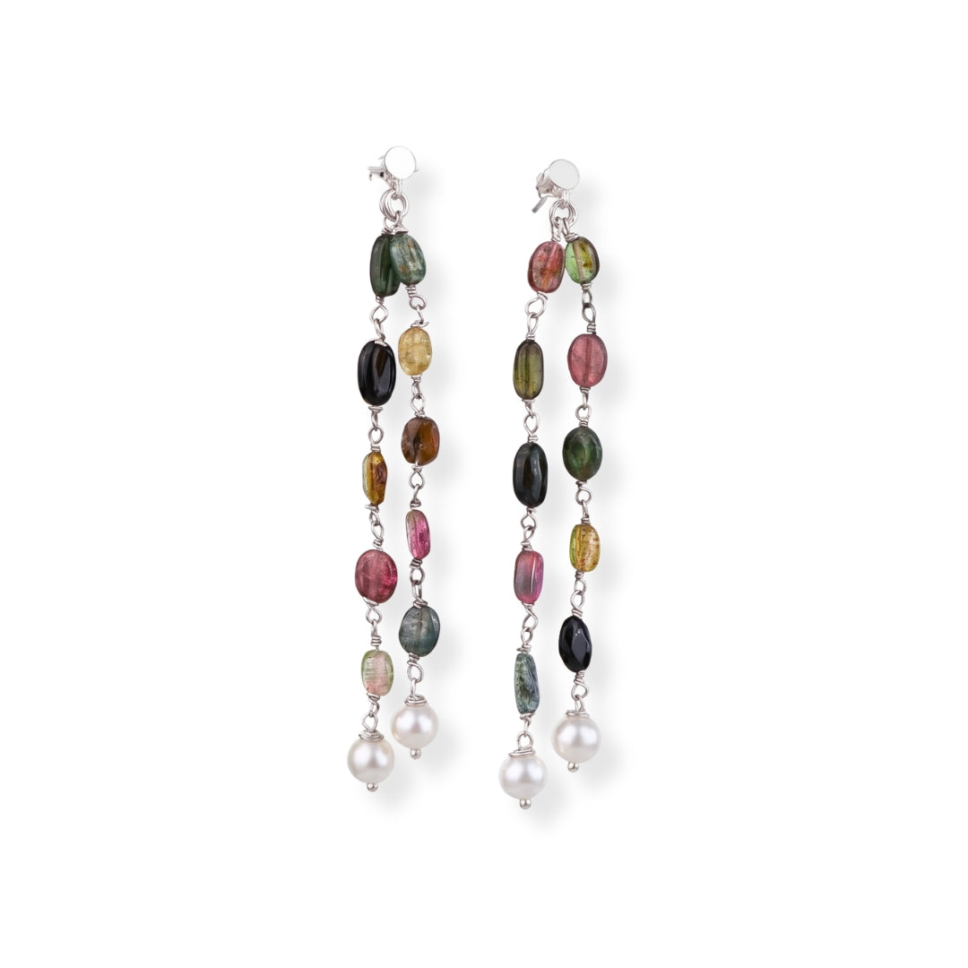 Tourmaline Silver Earrings (Project Handmade)