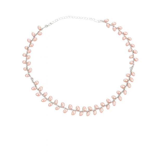 Front view of fresh water pearl choker in 92.5 sterling silver with elegant close-fit design