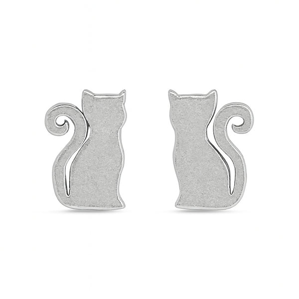 Silver cat stud earrings for cat lovers