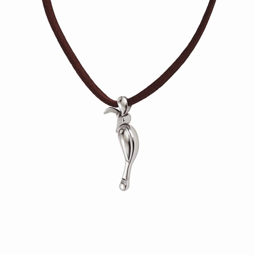 Silver Hornbill pendant with Suede cord (Unisex)