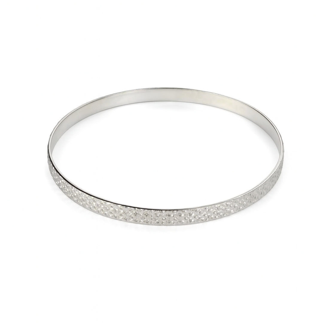 Silver Floral Textured Bangle