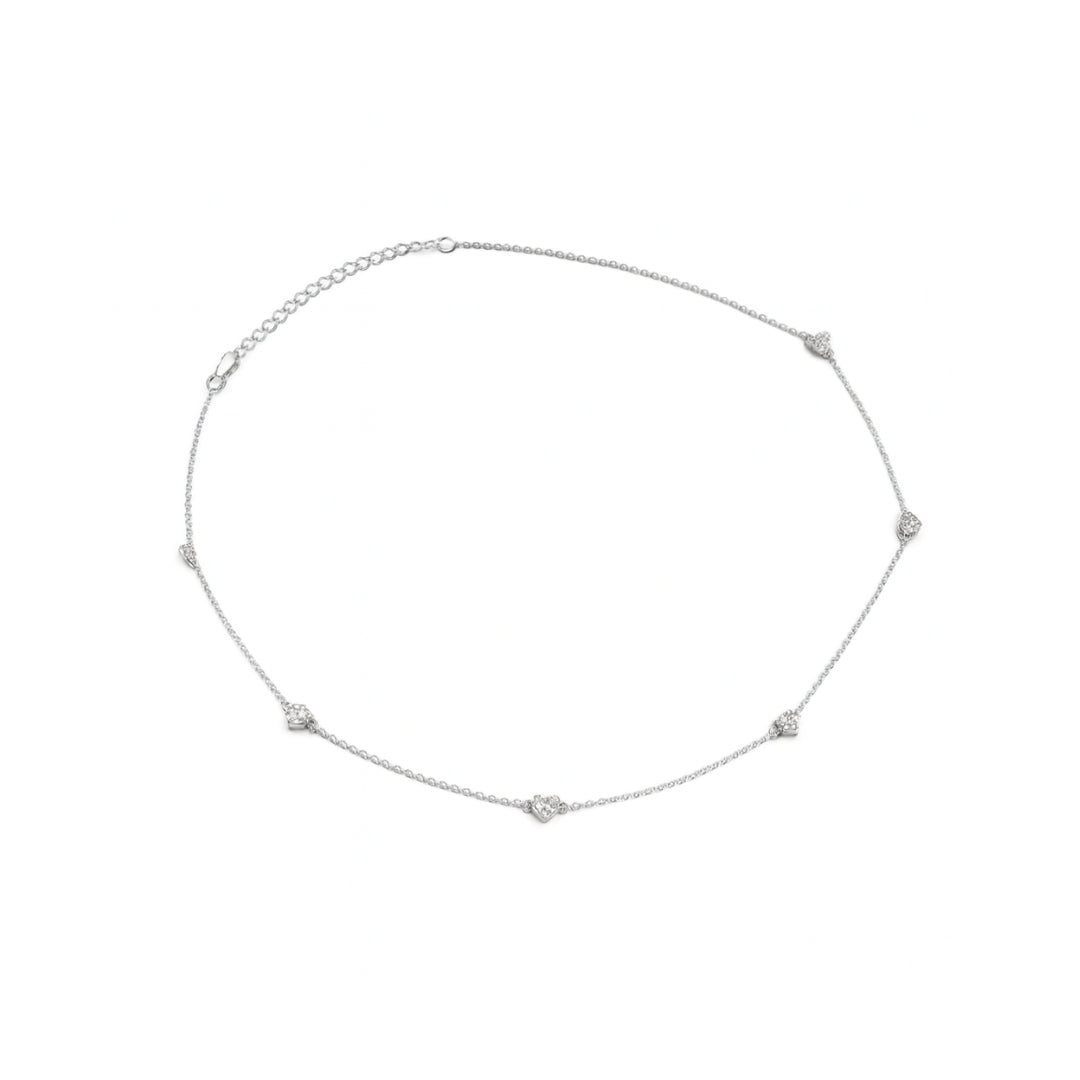 Silver CZ Studded Heart Motif Necklace | 92.5 Silver