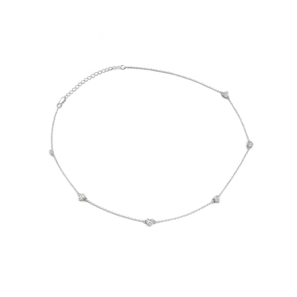 Silver CZ heart necklace