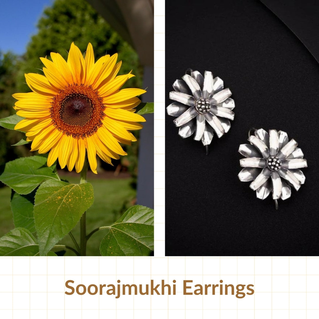 Silver Soorajmukhi (Flower Motif) Earrings