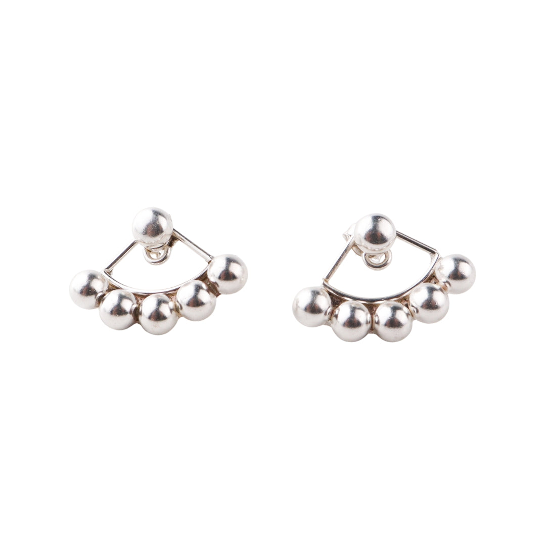 Silver Bead Jacket Earring