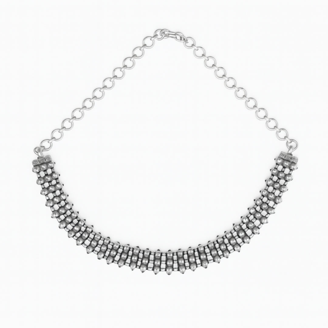 Silver Oxidized Two Way Choker