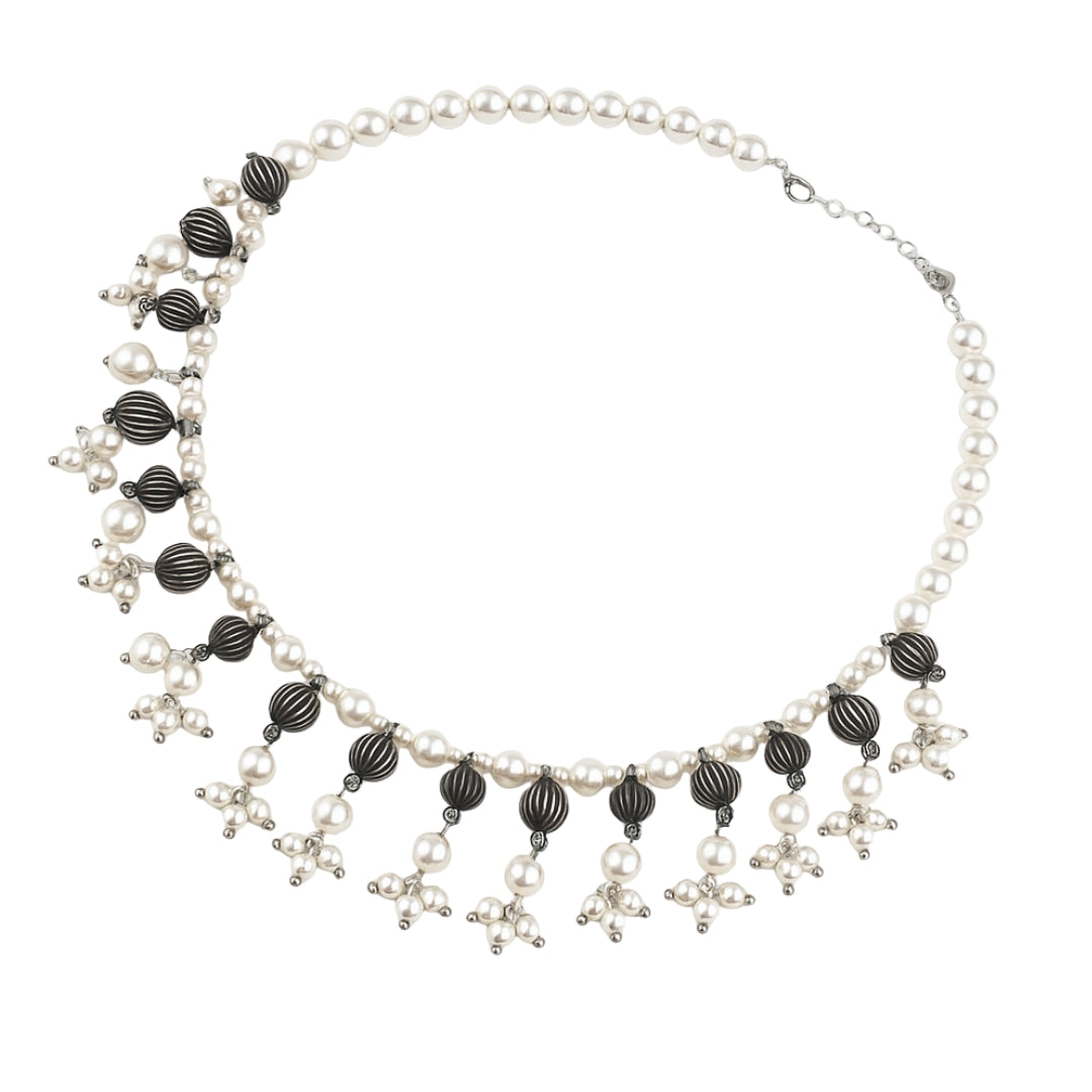 Luxe Choker - Oxidized Beads & Pearls