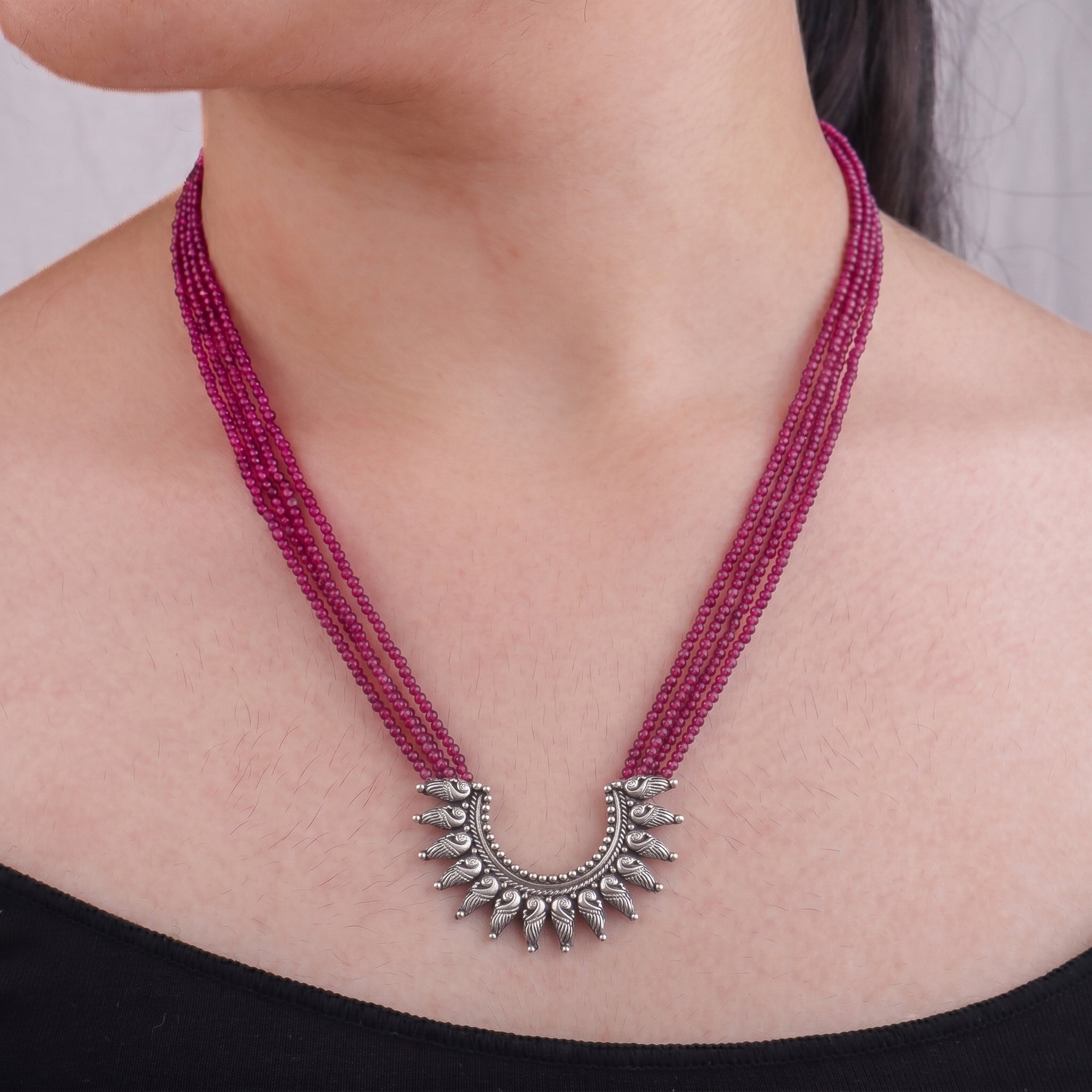 Peacock Pendant Oxidized Silver Necklace
