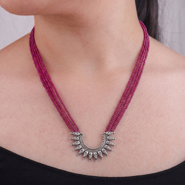 Peacock Pendant Oxidized Silver Necklace