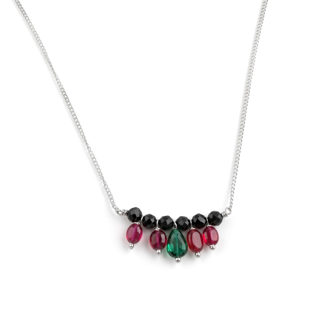 Rubies, Green Onyx & Black Spinel Silver Chain Mangalsutra (Project Handmade)