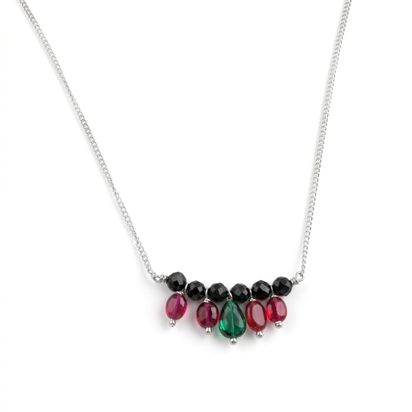 Rubies, Green Onyx & Black Spinel Silver Chain Mangalsutra (Project Handmade)
