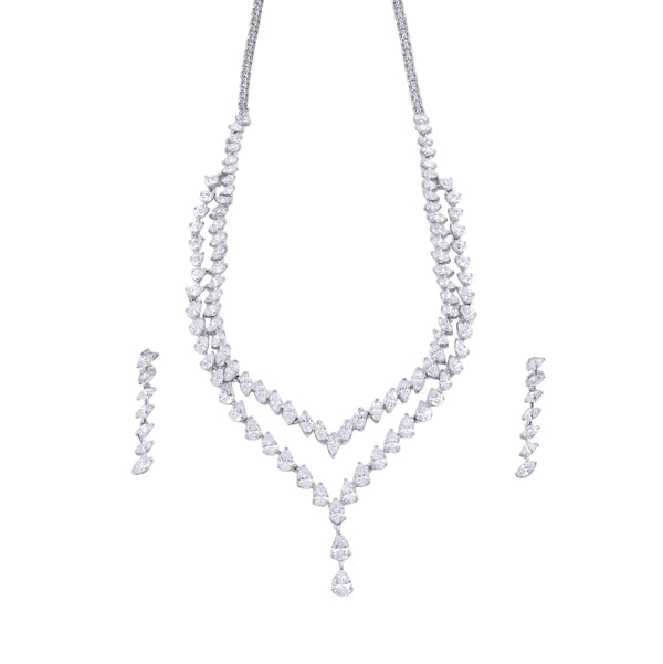 Silver CZ Necklace and Earring Set