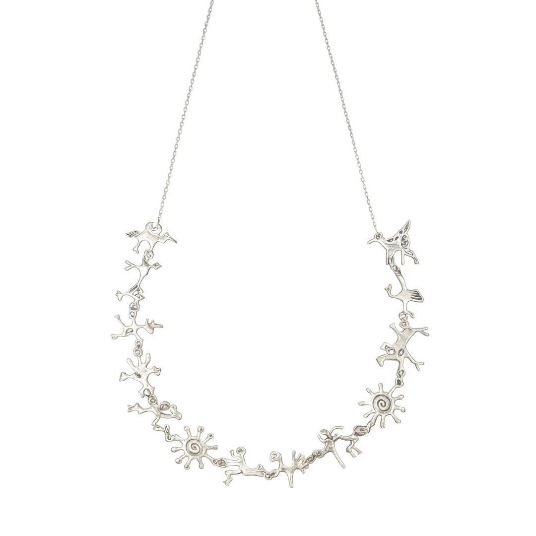 Silver Necklace with Warli Motif