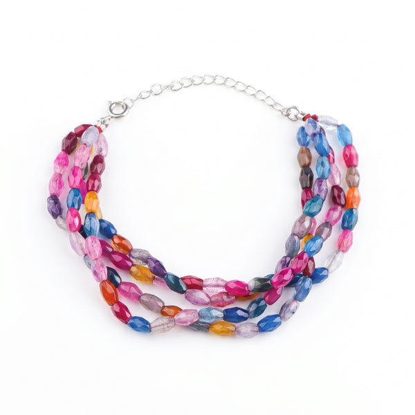 Multicolor Agate Silver Bracelet (Project Handmade)