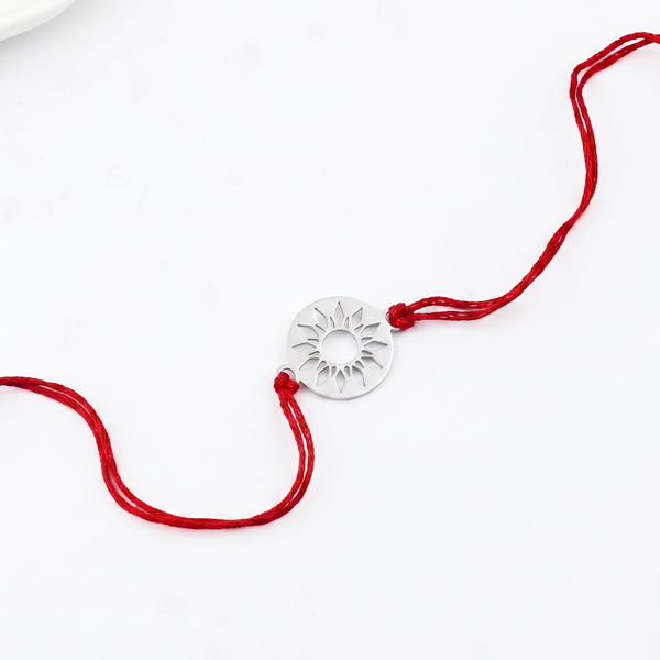 Silver Laser Cut Sun Rakhi