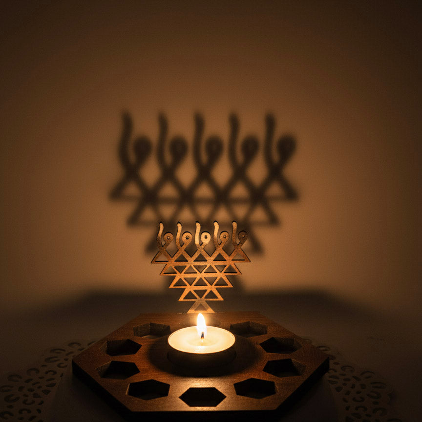 Silver Saraswati Shadow Diya