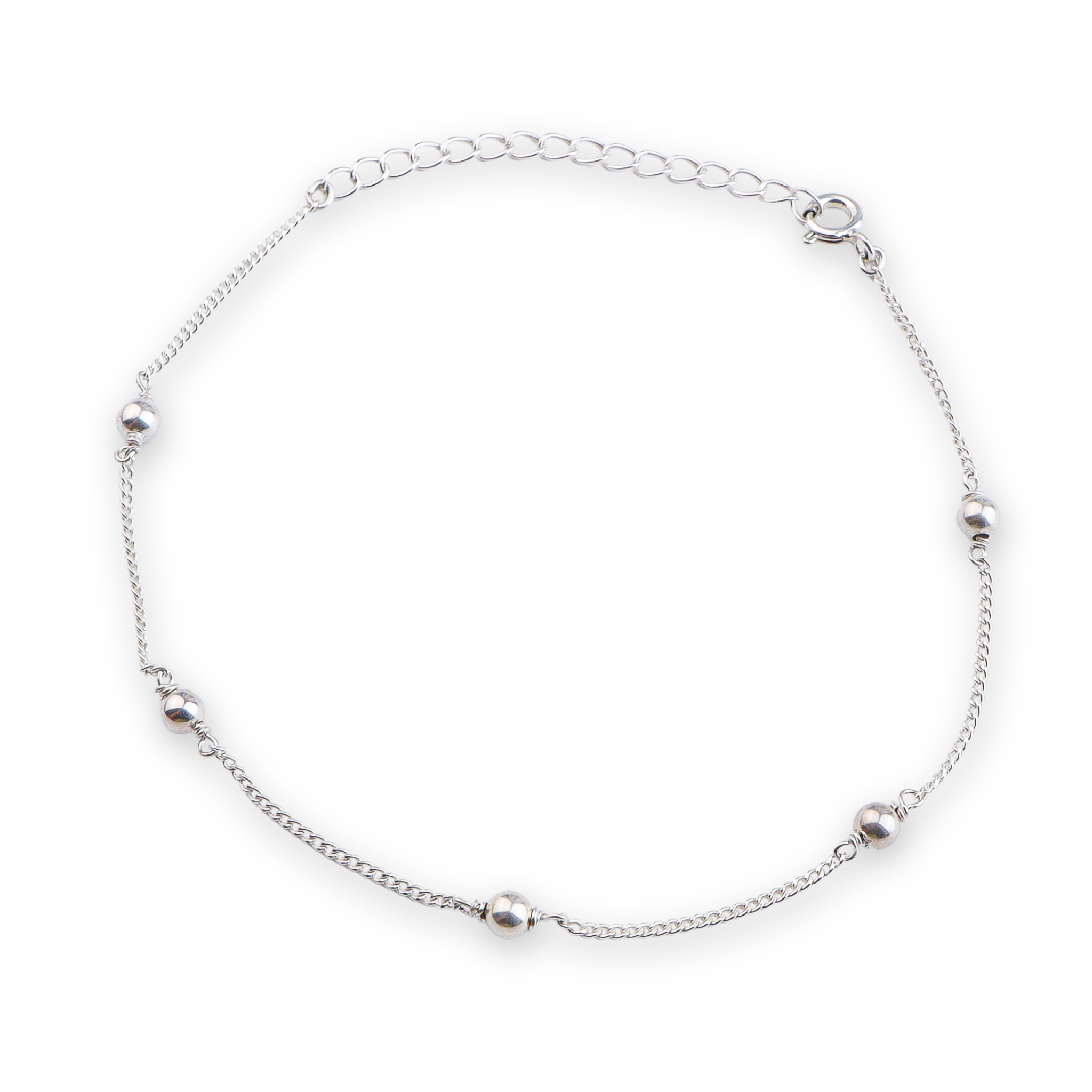 Silver Bead Chain Anklet (Project Handmade)