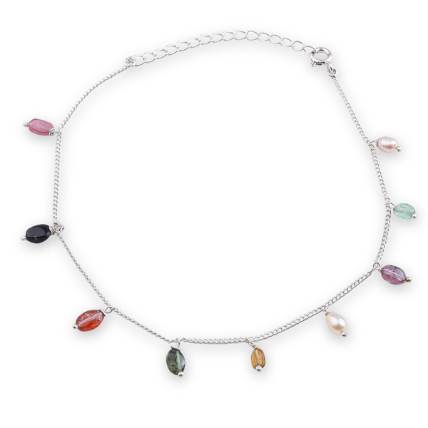 Tourmaline Silver Anklet (Project Handmade)