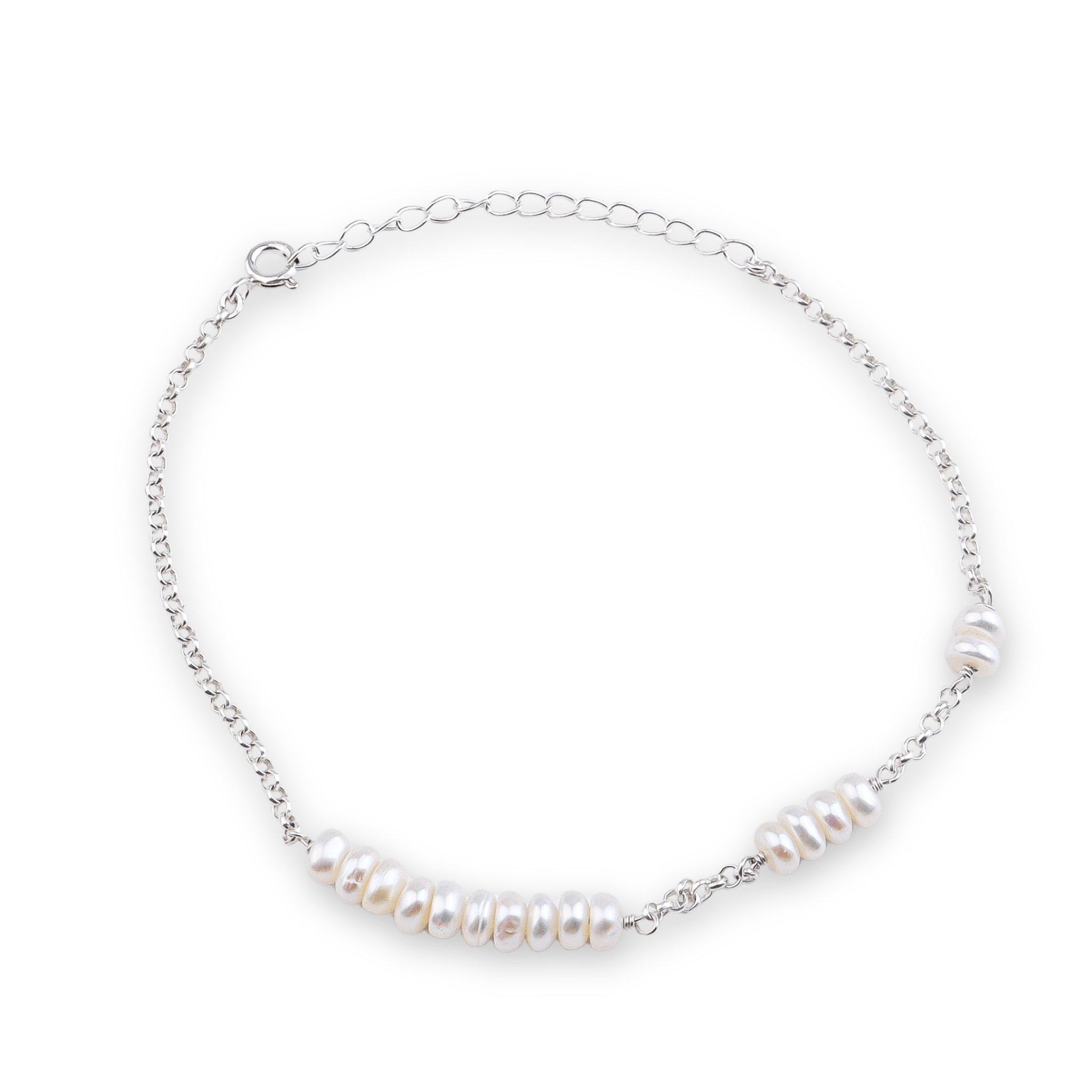 Pearl silver anklet