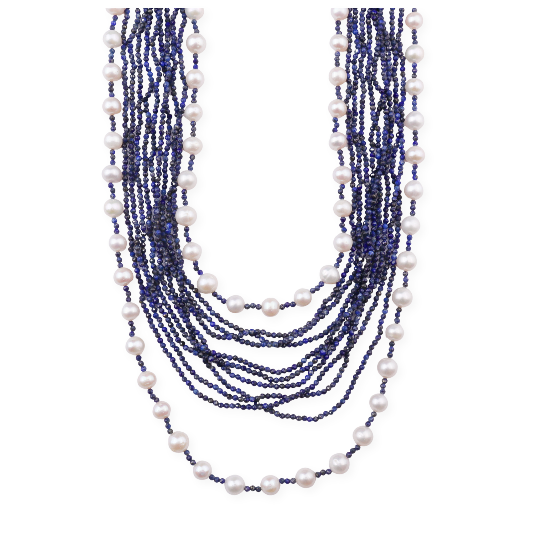 Luxe Necklace - Fresh Water Pearls & Lapis Lazuli